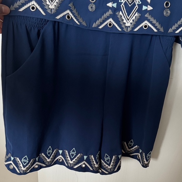 Parker Navy Blue Tribal Short Romper - Picture 3 of 5